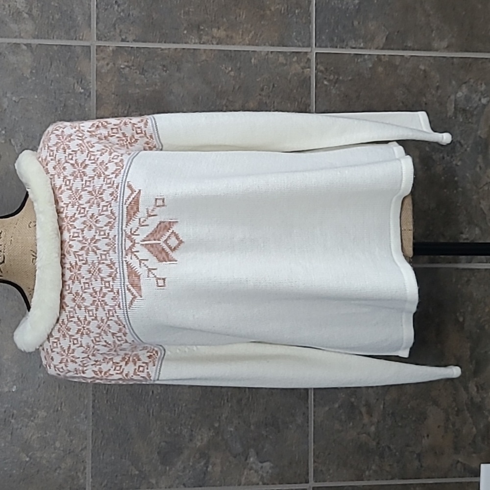 Norton Mcnaughton Snowflake Sweater with Furry Collar  XL